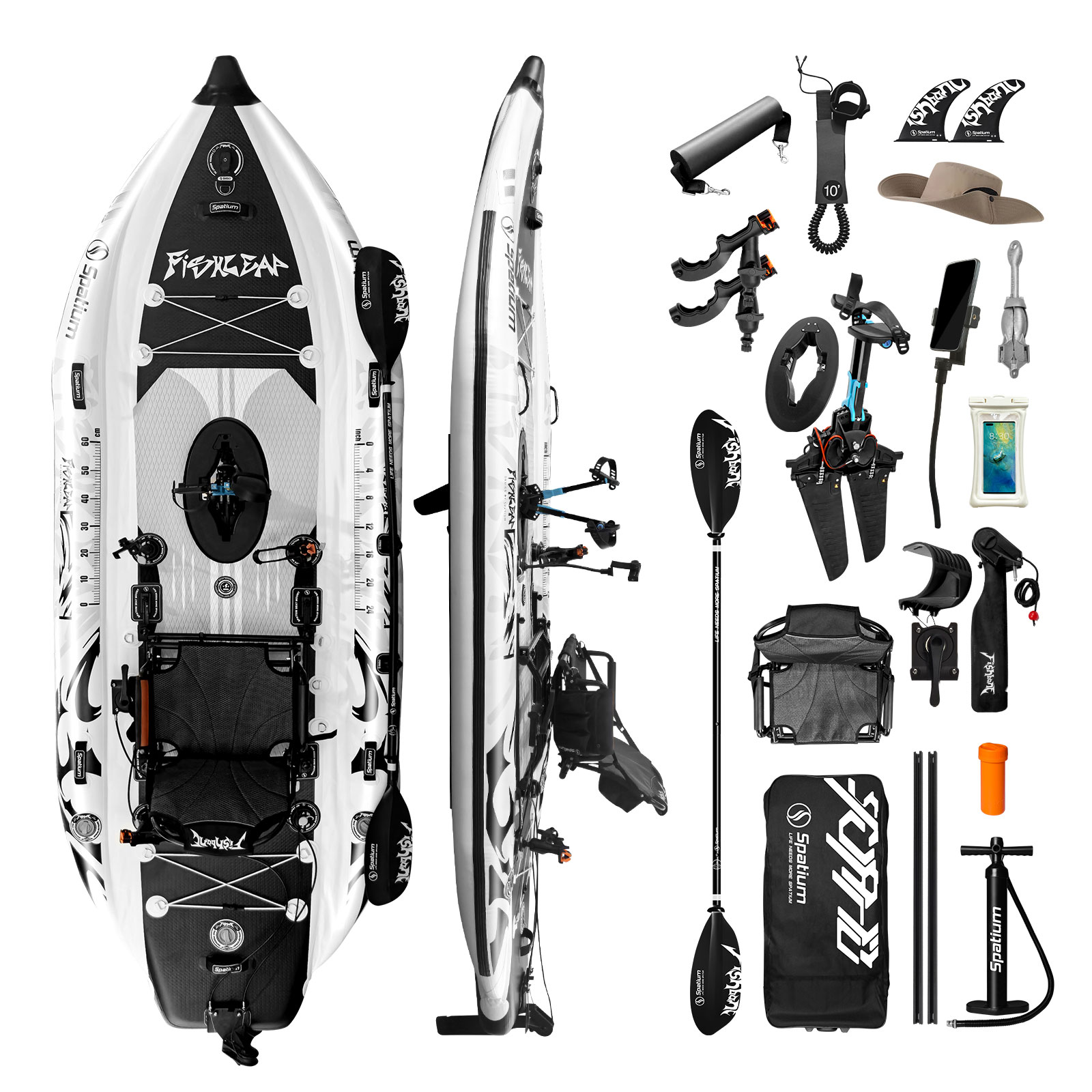 Fishing Kayak Pedal Drive - Kayak gonflable Spatium 11,5 pieds avec