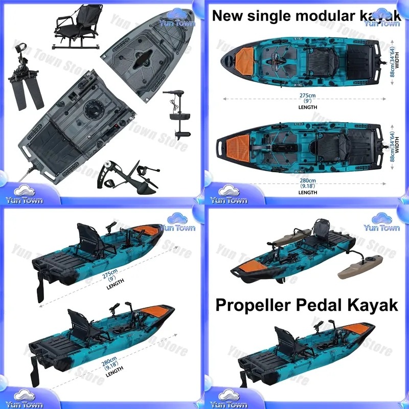 Fishing Kayak Pedal Drive - Kayak modulaire 9,5 pieds, kayak de