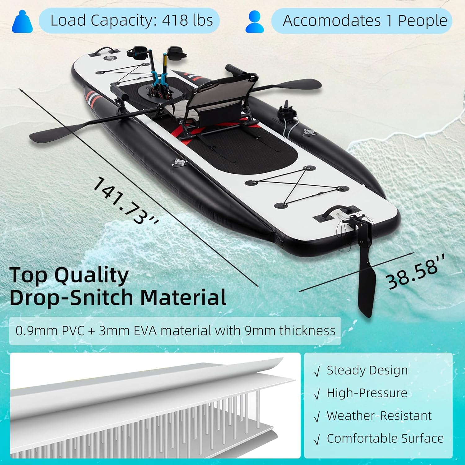 Kayak de pêche gonflable en PV - Fishing Kayak Seat avis et prix