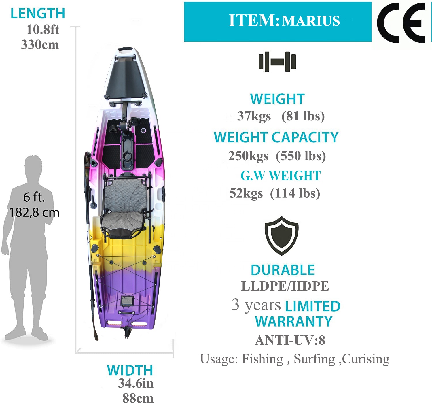 Kayak de pêche à pédales Vicki - Fishing Kayak Pedal Drive avis et prix