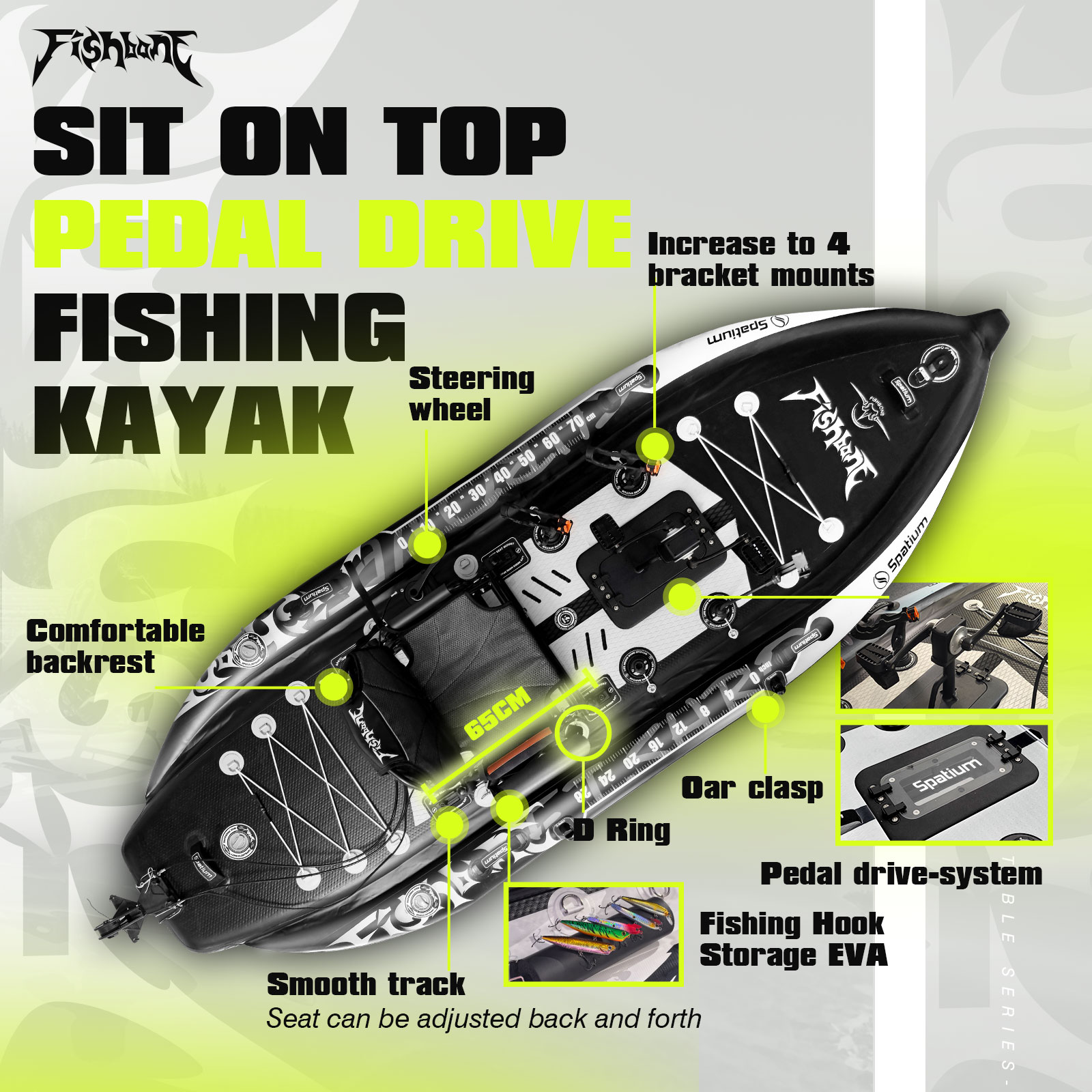 Kayak à pédales Spatium, kayak - Fishing Kayak Pedal Drive avis et prix